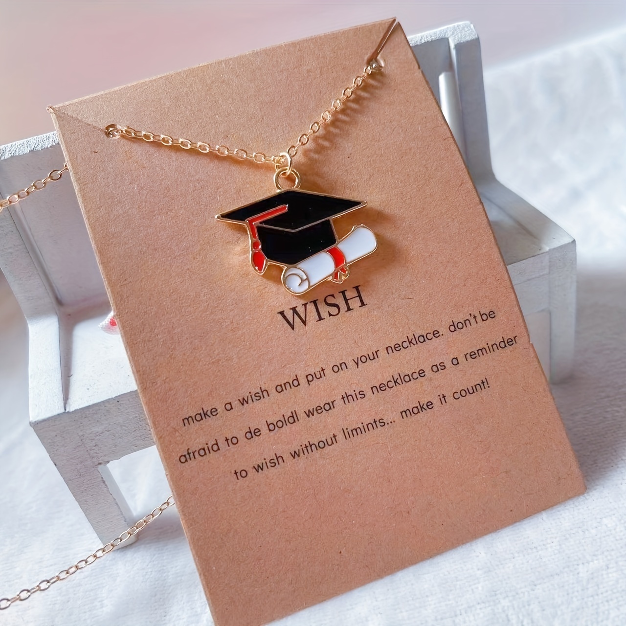 1pc Fashionable Simple Red Heart Shaped Rhinestone, 2023 Graduation Cap &  Eye Pendant Necklace For Women, Back To School Graduation Gift