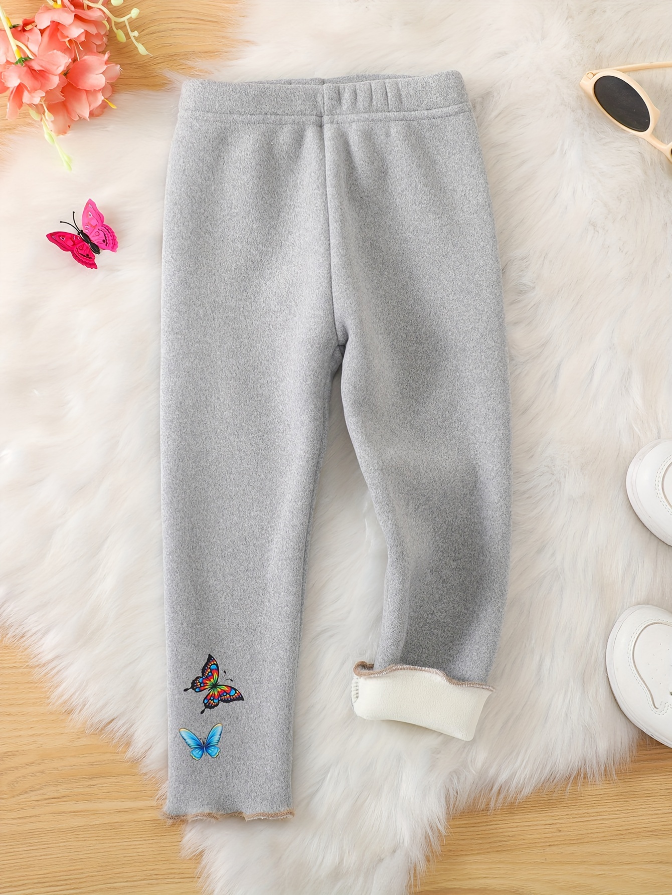 Comfy Fleece Flare Leggings Toddler Girls Dragonfly Decor - Temu