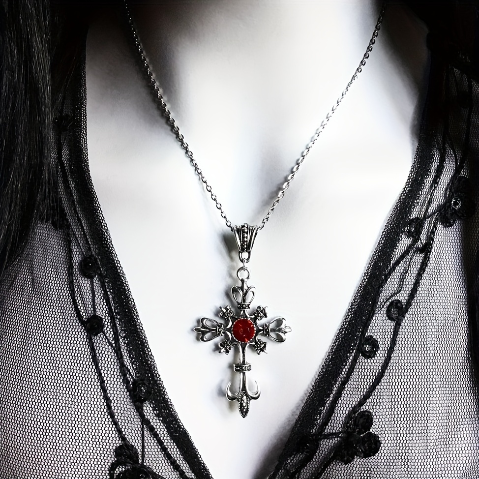 Kpop Goth Silver Color Heart Cross Pendant Chain Necklace For Women Men  Egirl Y2K Cool EMO Punk Aesthetic Grunge Jewelry Gifts