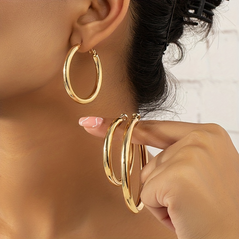 Pendientes de Aro Para Mujer Estilo Arete huggies Cz de Acero inoxidable  Hip Hop