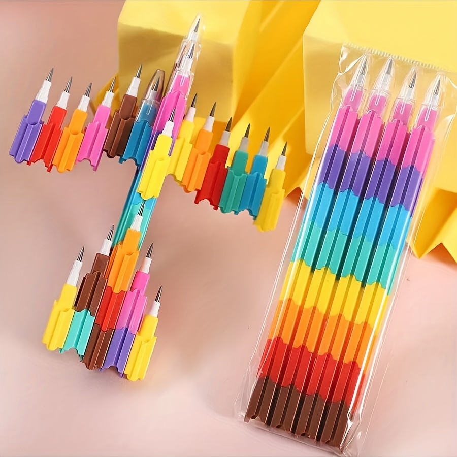 3pcs Black Wood Rainbow Pens, 7 Colors Core Colorful Lead Rainbow Core  Multicolored Creative DIY Graffiti Color Pencils