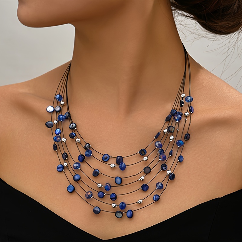 Metallic Red/silvery/blue Beaded Necklaces Bulk Mardi Gras - Temu
