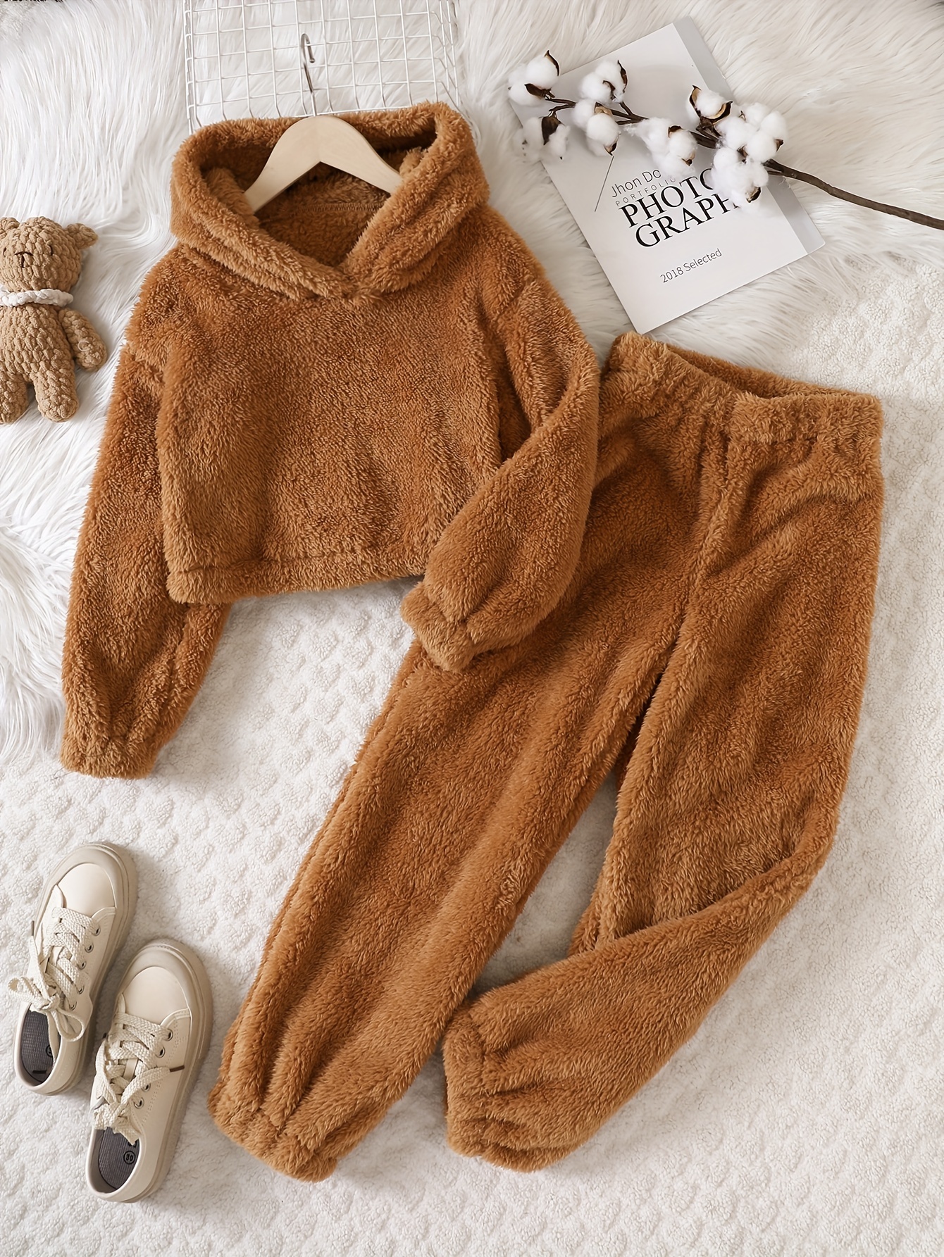 Solid Color Teddy Jogger Pants Thermal Loose Pants Fall - Temu