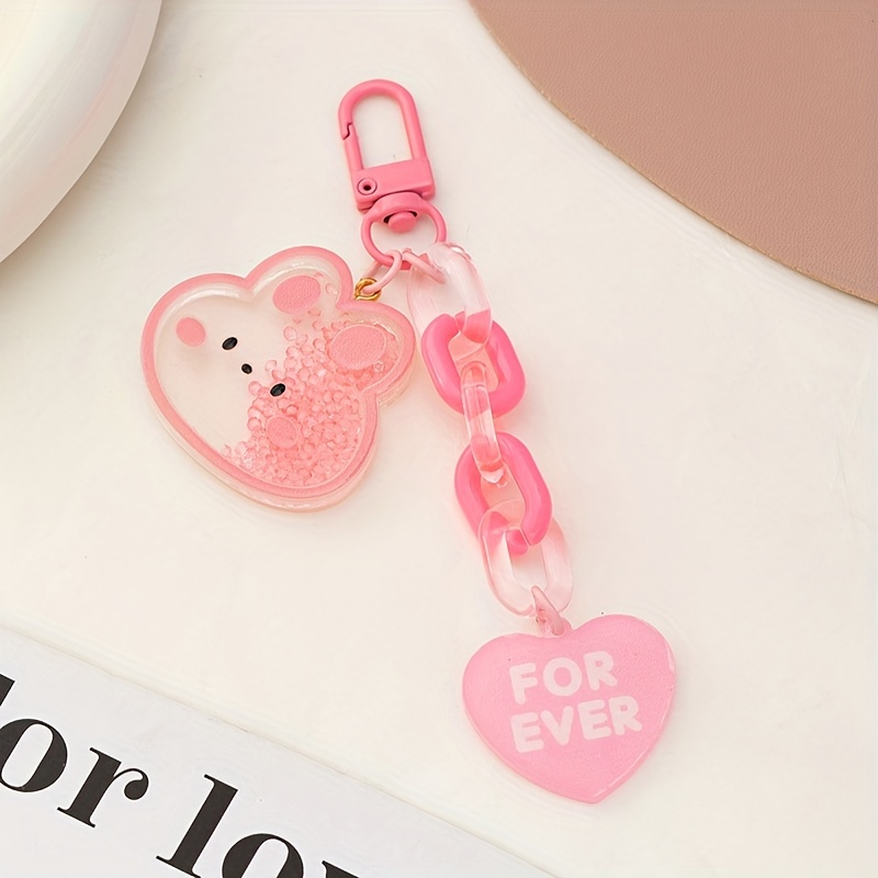 Temu Cute Candy Color Peach Heart Keychain Love Alloy Key Chain Ring Purse Bag Backpack Charm Earbud Case Cover Accessories, Christmas Styling & Gift