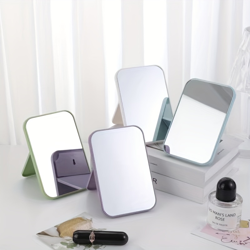 Black Round Mirror Small Mini Portable Cosmetic Touch - Temu