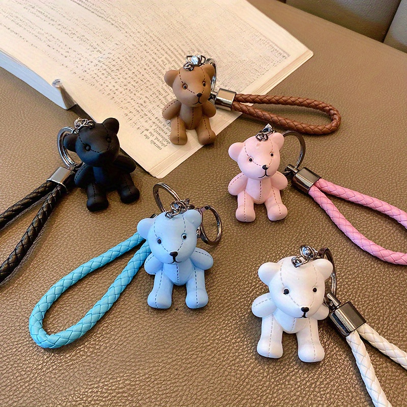 Cute Cartoon Plush Bear Head Keychain Name Tag Pompom Pendant for Women Bag  Animal Decoration Doll Hangings Schoolbag Ornament - AliExpress