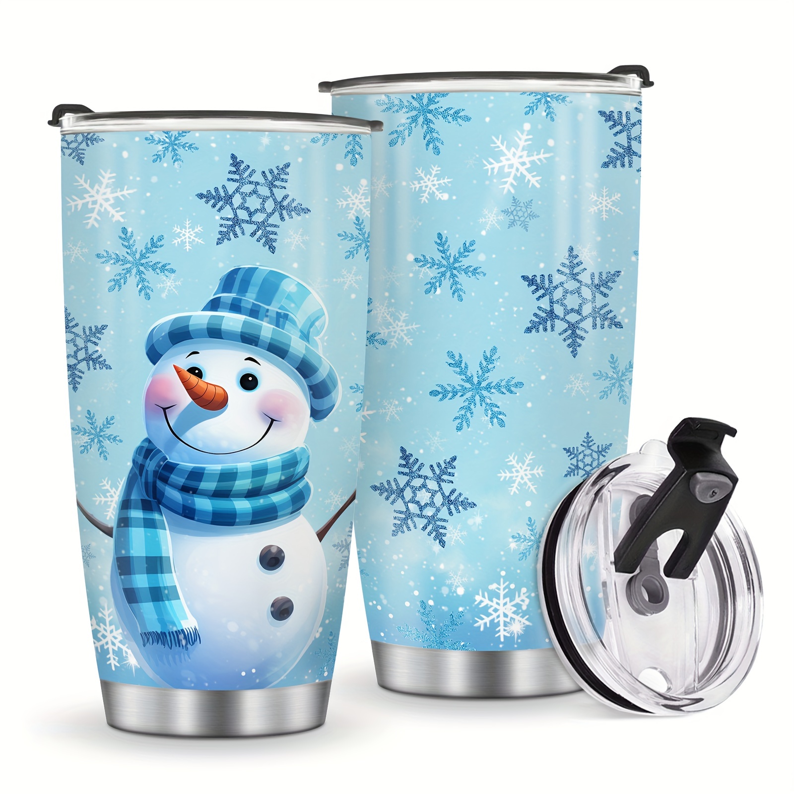  Christmas insulated tumblers with lid and straw, double wall,  BPA FREE (Santa Claus-Snowman) : Home & Kitchen