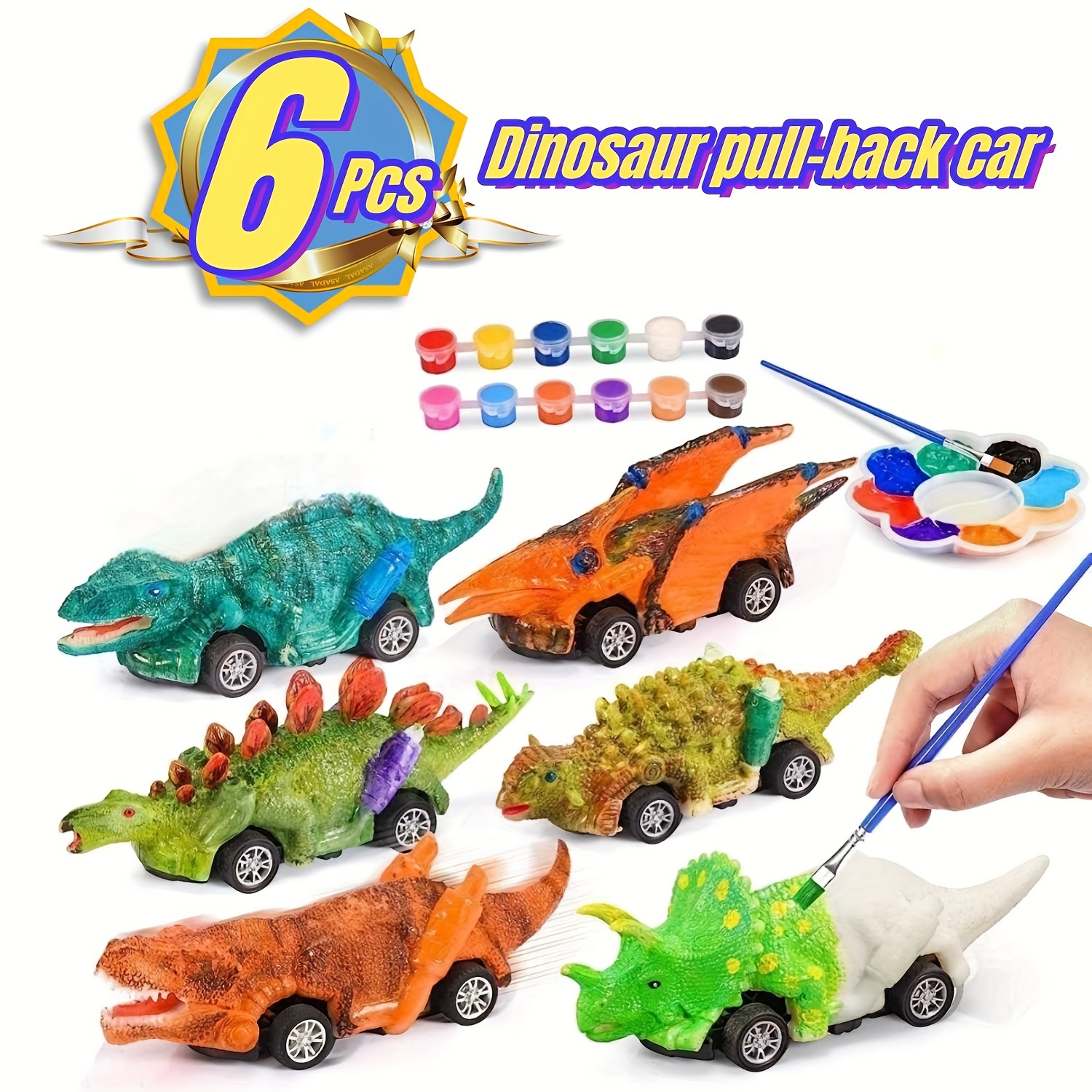 6 Piezas Juguete Coche Forma Dinosaurio Niños 1/2/3/4 Años - Temu