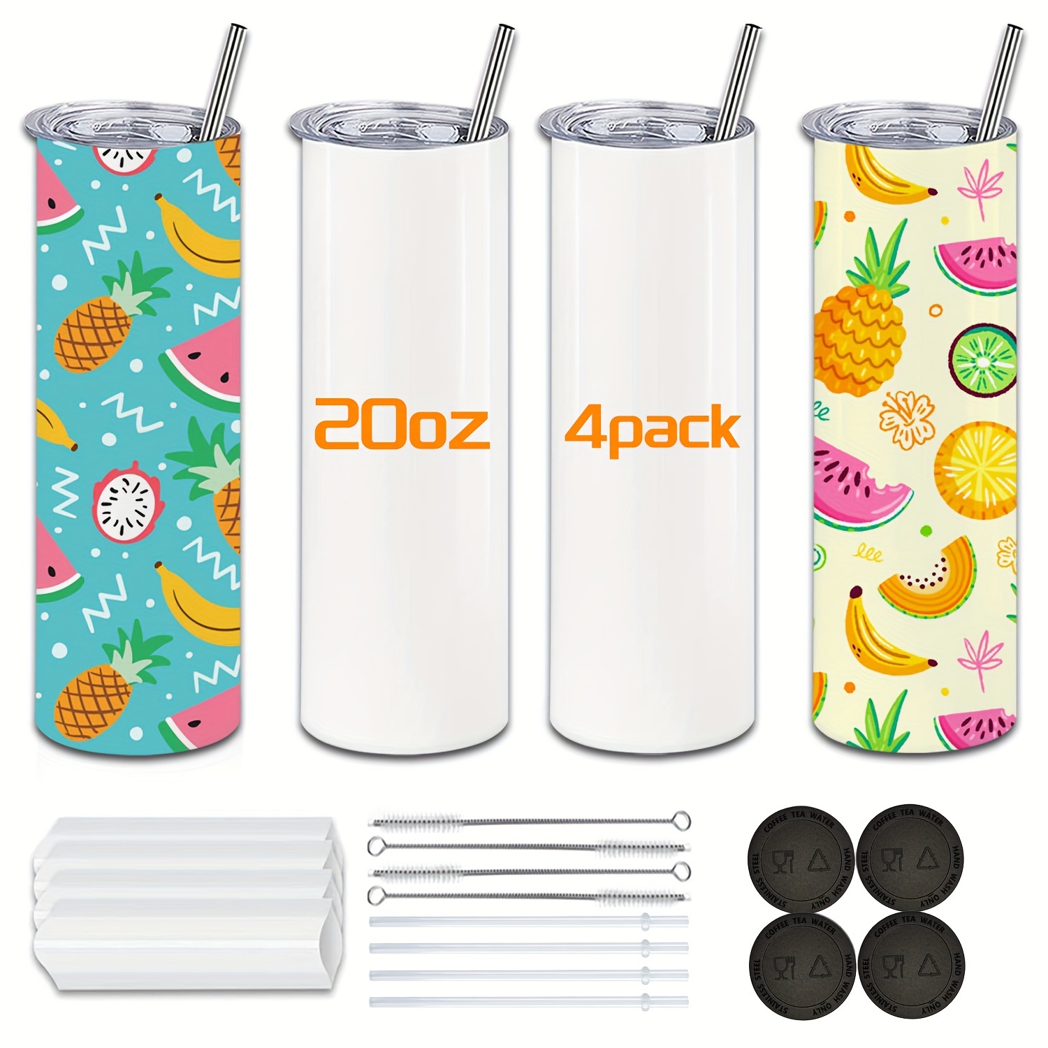  Kocdam 4 Pack Sublimation Tumblers with Lids and Straws Bulk, 20oz  Sublimation Tumbler Blank, Stainless Steel Double Wall Sublimation Tumblers  20 oz Skinny, Polymer Coating for Heat Transfer : Arts, Crafts