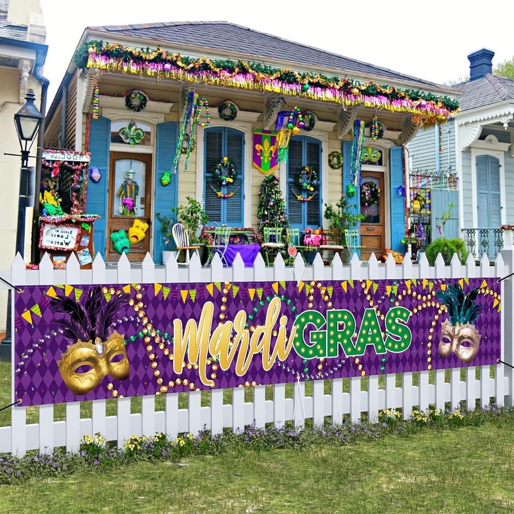 Mardi Gras Door Banner, 71'' x 12'' Mardi Gras Sign Banner, Mardi Gras Door  Decorations, Mardi Gras Party Supplies for Home Decorations Purple Outdoor  Mardi Gras Decorations : Buy Online at Best