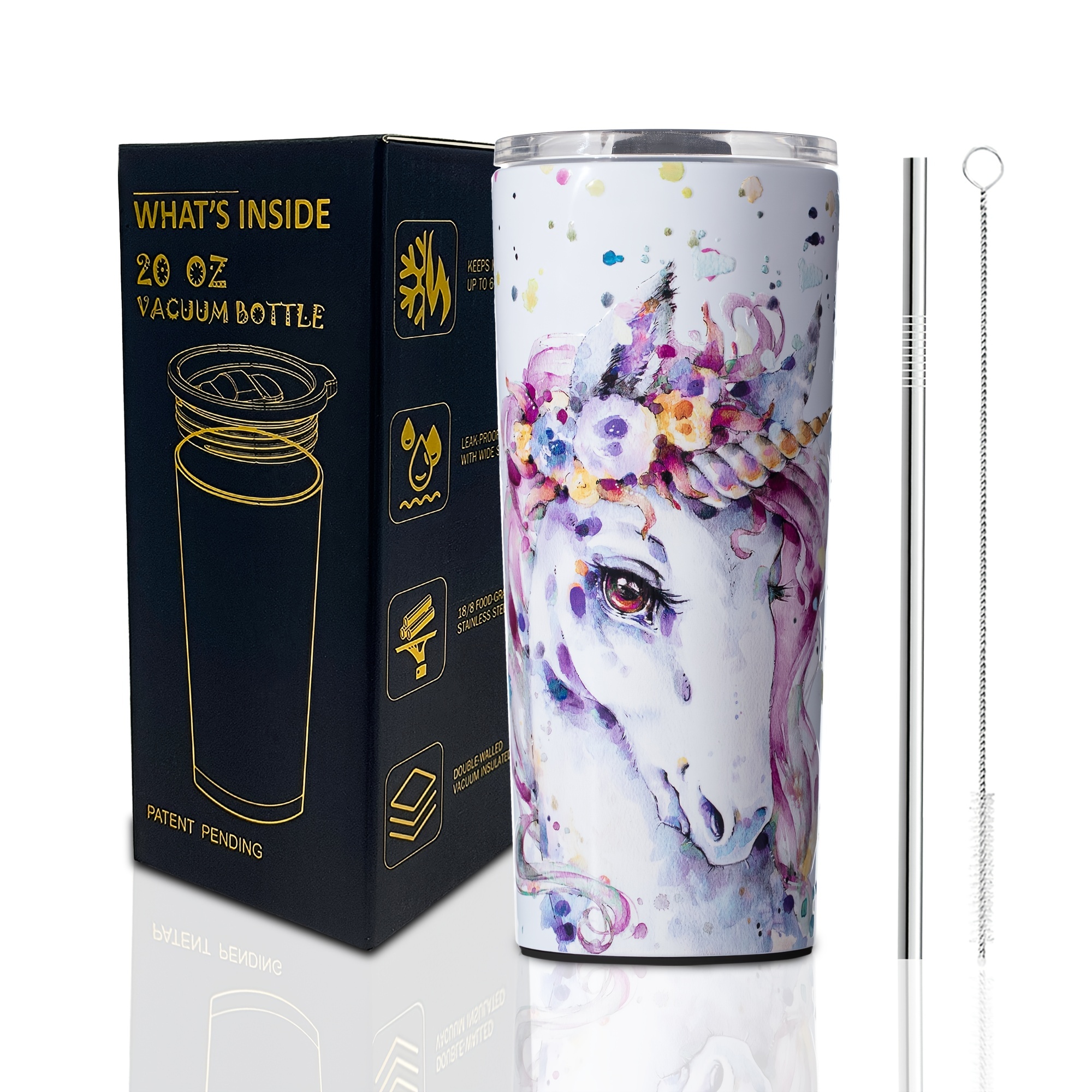 unicorn Personalized Stainless Steel 20oz. Tumbler with metal