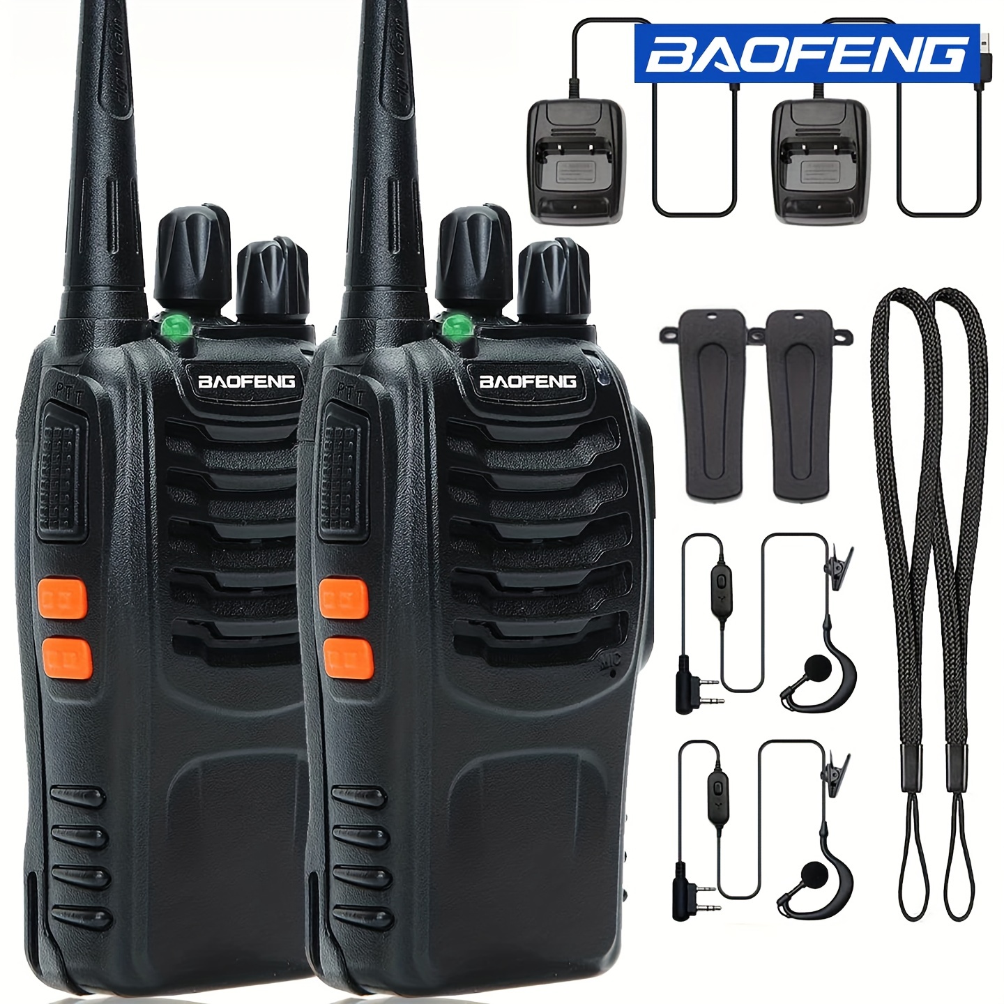 Retevis RT68 Two Way Radios with Earpiece, Heavy Duty Walkie Talkies for Adults, Compact Way Radio Long Range Rechargeable with USB Charging Base, f - 1