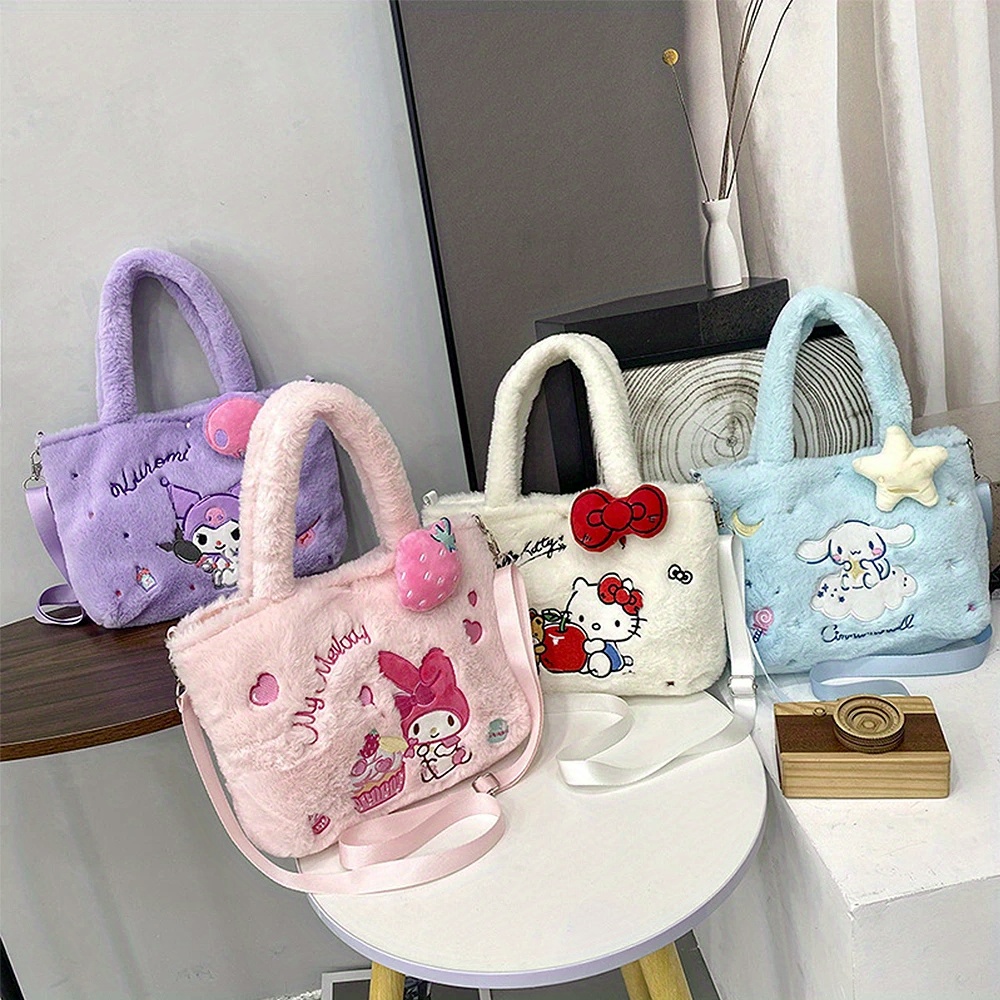 Japanese Style Cartoon Pencil Case Cute Melody Cosmetic Bag Kuromi Kawaii  Anime PU Bag Gifts For Girl Double Sided Printing