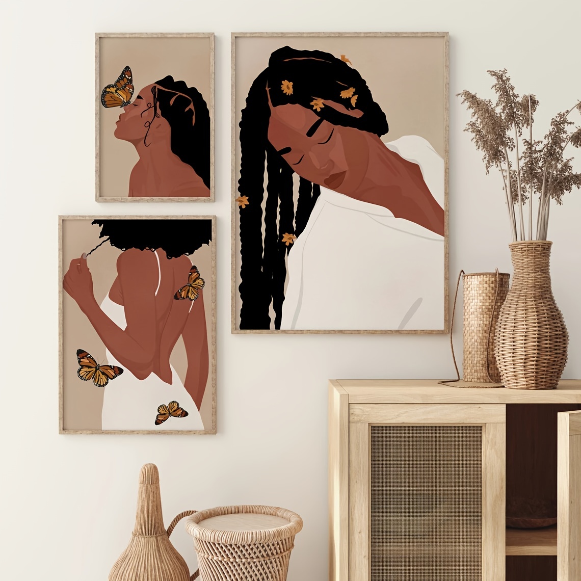 Black Art Wall Hippie Black Love Art African American Women Girl Wall  Painting Hanging Black Woman Wood Print by Artist Boris - Fine Art America