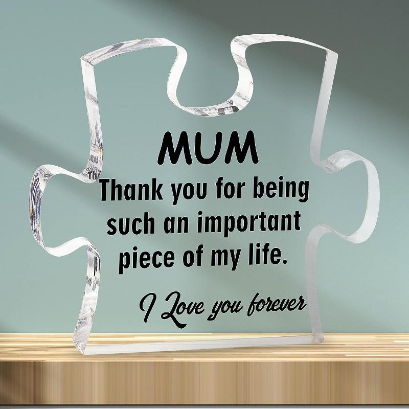 VELENTI Birthday Gifts for Mom - Engraved Acrylic Block Puzzle Mom Present 4.1 x 3.5 inch - Cool Mom Presents from Daughter, Son, Dad - Heartwarming