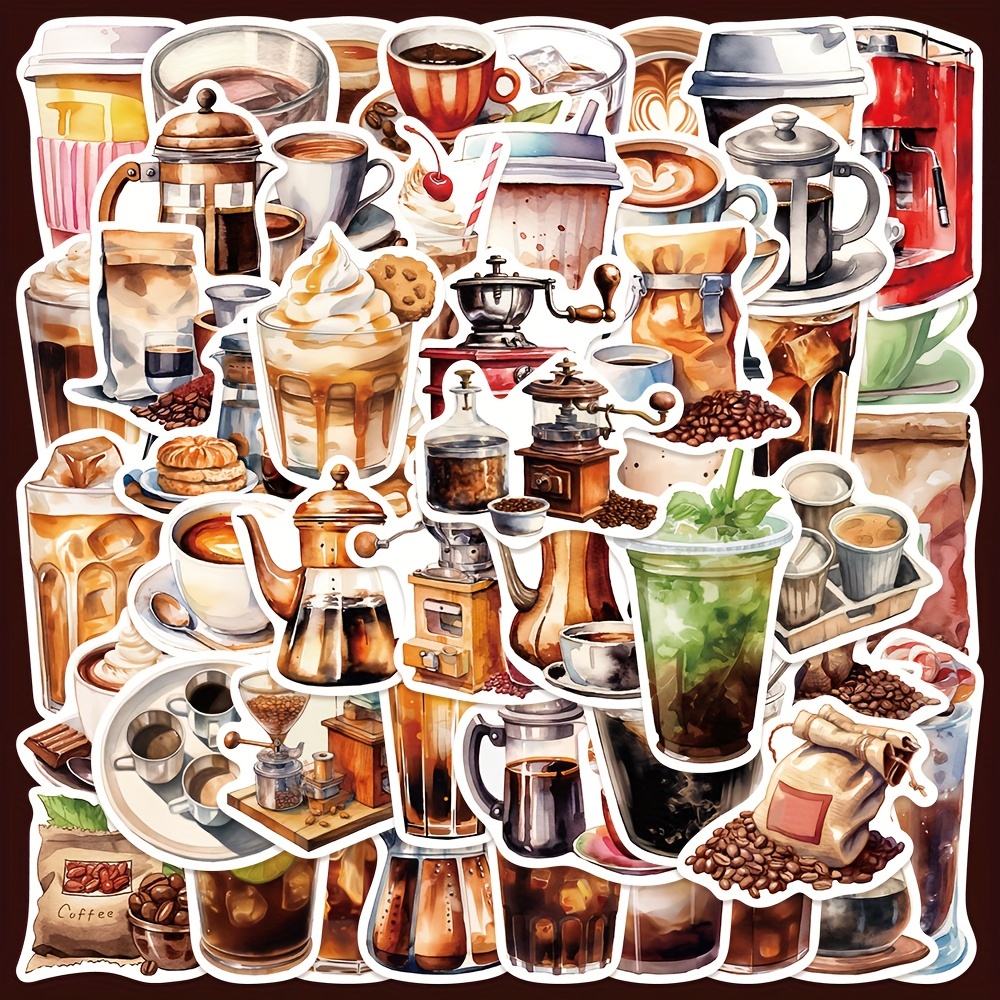 Vintage Bus Corner Coffee Pet Stickers Pack Diy Diary Junk - Temu