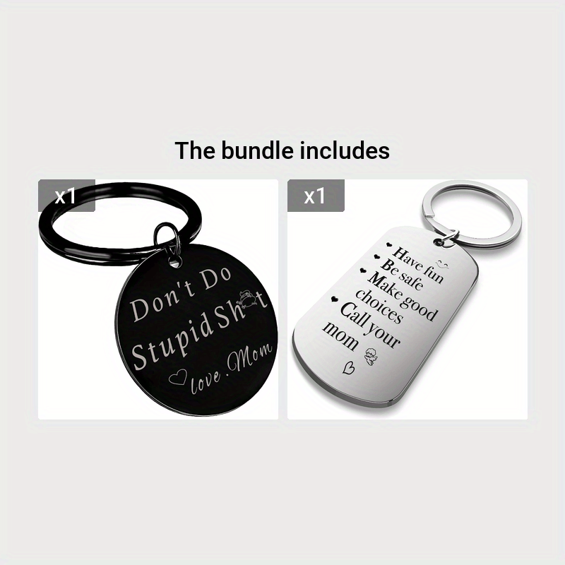 2 Pack Funny Keychain, Don't Do Stupid from Dad, Fashion Black Key