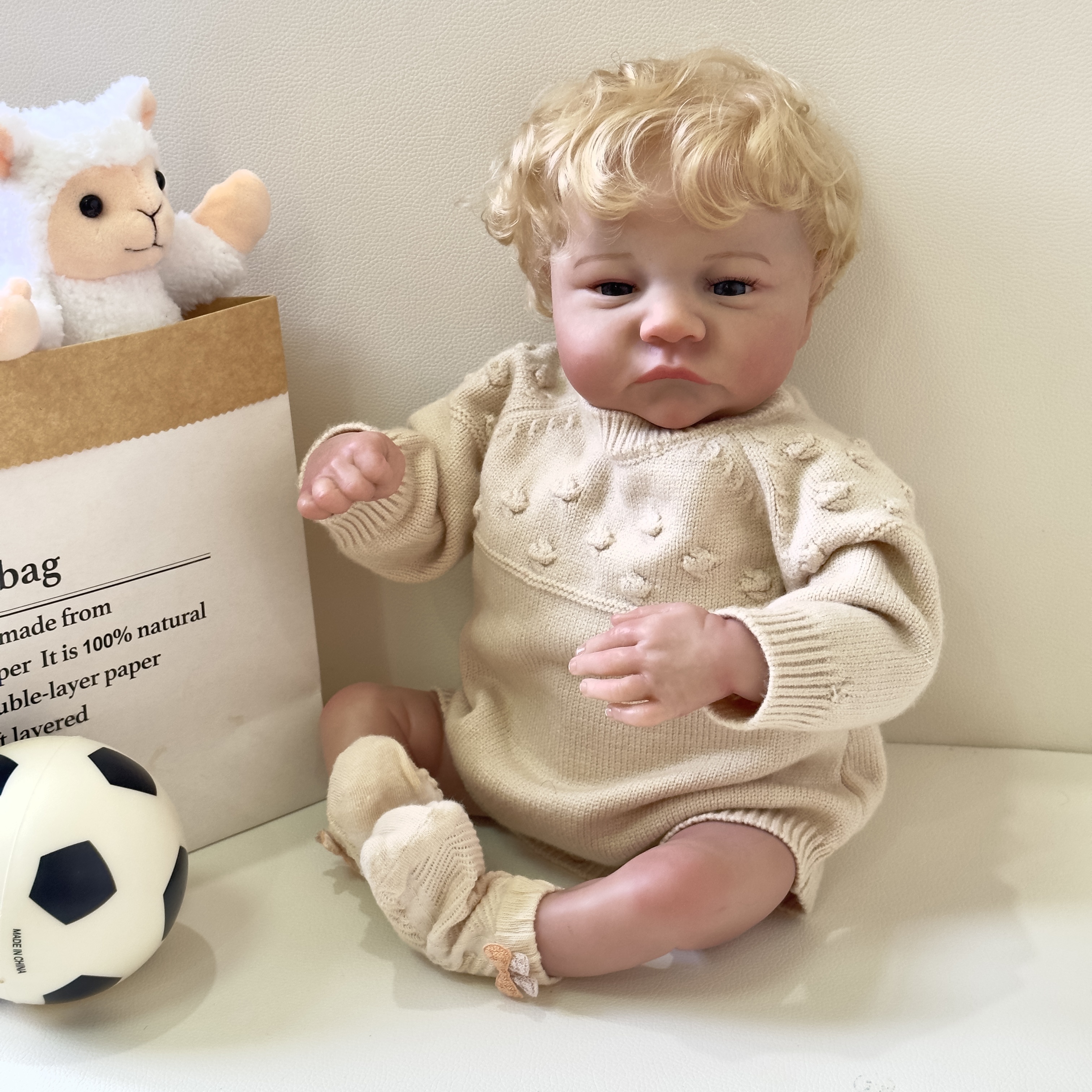 Cuddly Open Eyes Bebe Reborn Doll With Rooted Blonde Hair - Temu