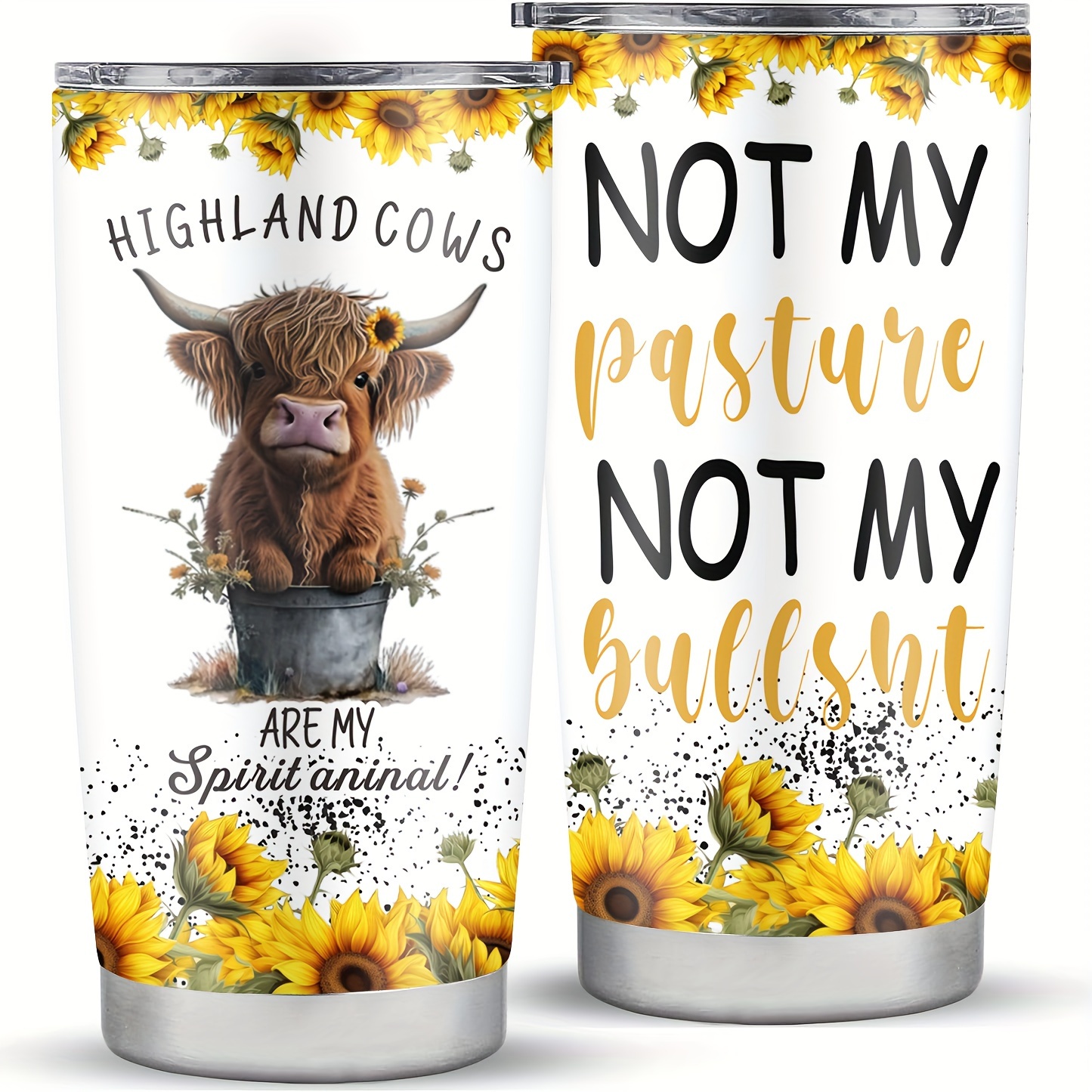 Christmas Highland Cow 40oz Tumbler with Handle, Lid, Straw, Laser Eng –  Prairie Tale Farm