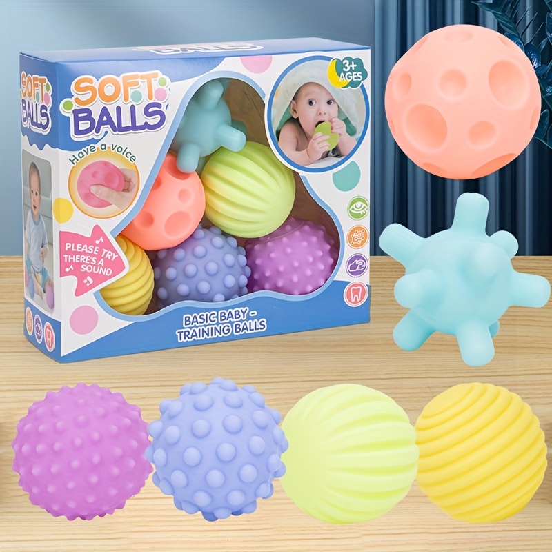 Juguete Montessori de goma texturizada, bolas táctiles múltiples