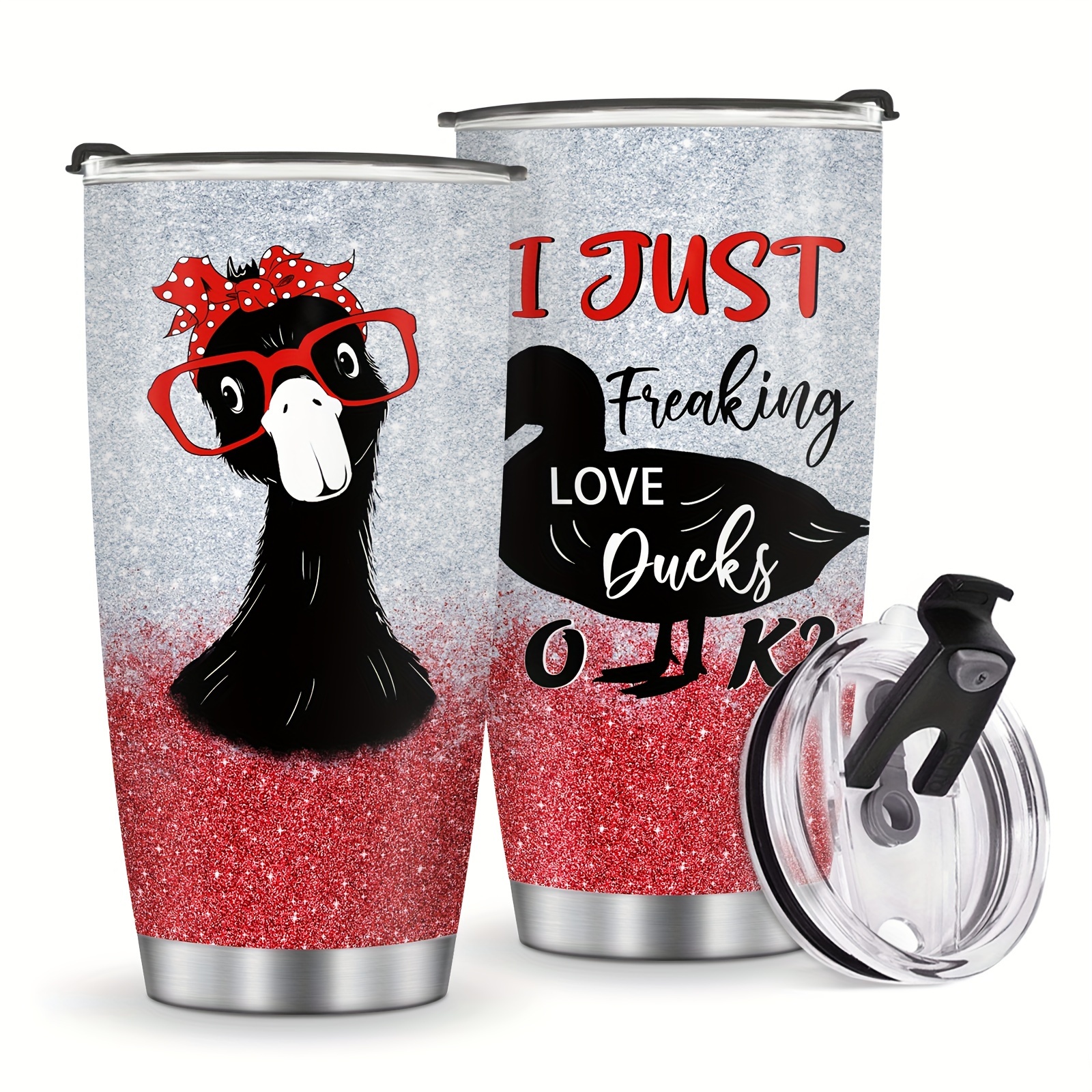 Just A Girl Who Loves Ducks Water Bottle, Stainless Steel 17 Oz Water Bottle,  Duck Lover Glitter Gift 