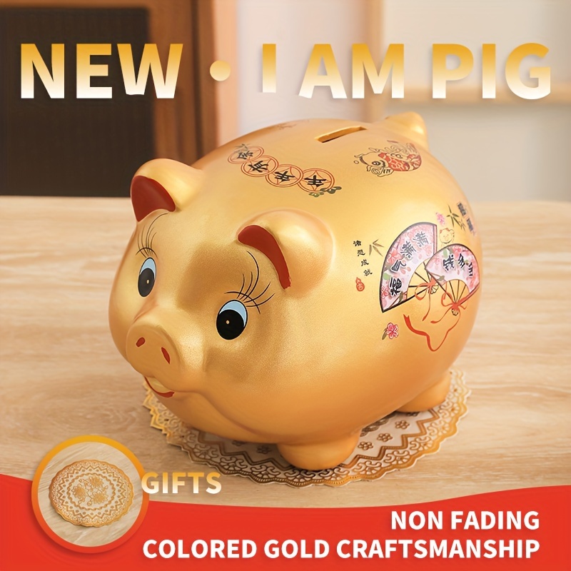 Resin Piggy Bank for Kids Counter Savings Bank Real Money Piggy
