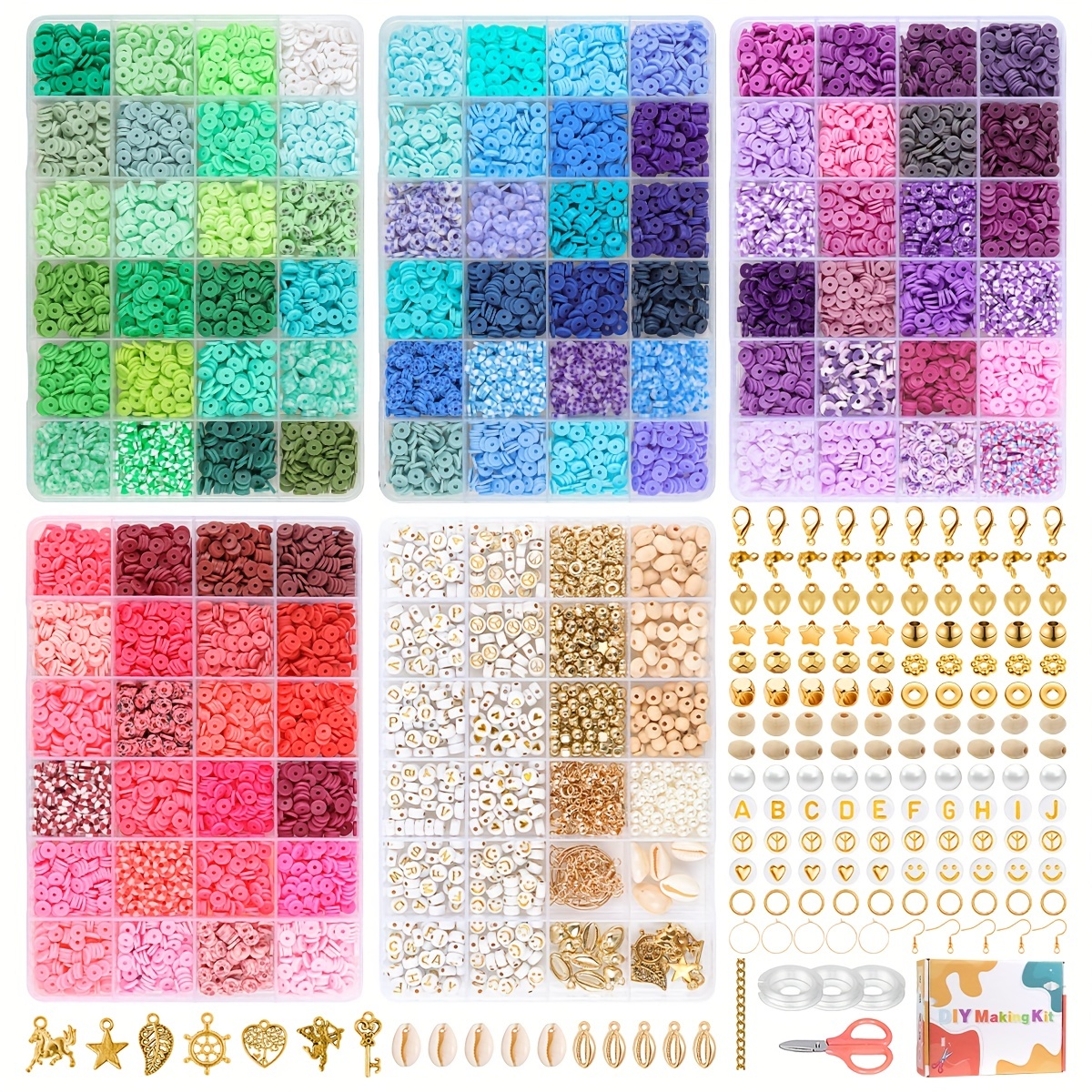Waist Bead Spinner and Beads Kit with 4 Bowls, 2 Needles and 1000Pcs Beads