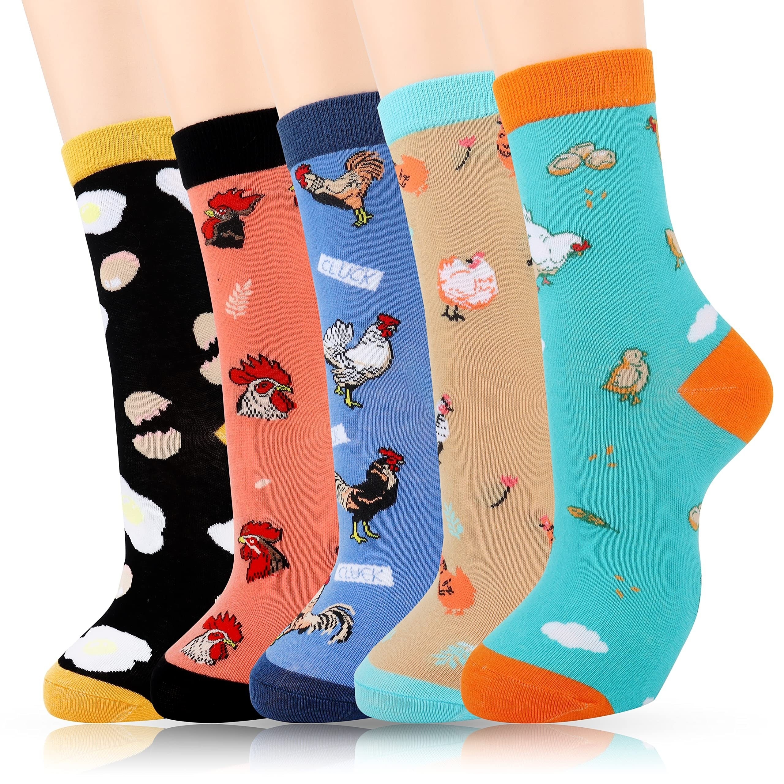 Calcetines de goma con diseño de pollo para hombre y mujer, medias