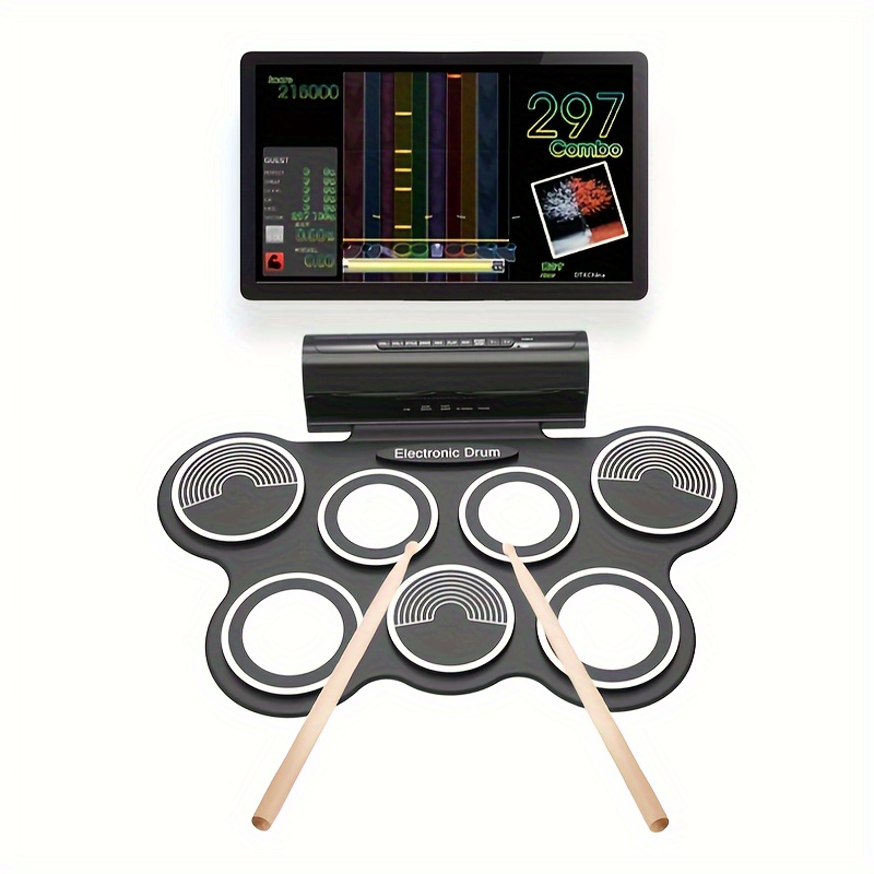 Juego de tambor electrónico para adultos profesionales principiantes  batería electrónica portátil tambor eléctrico principiante (color: verde)