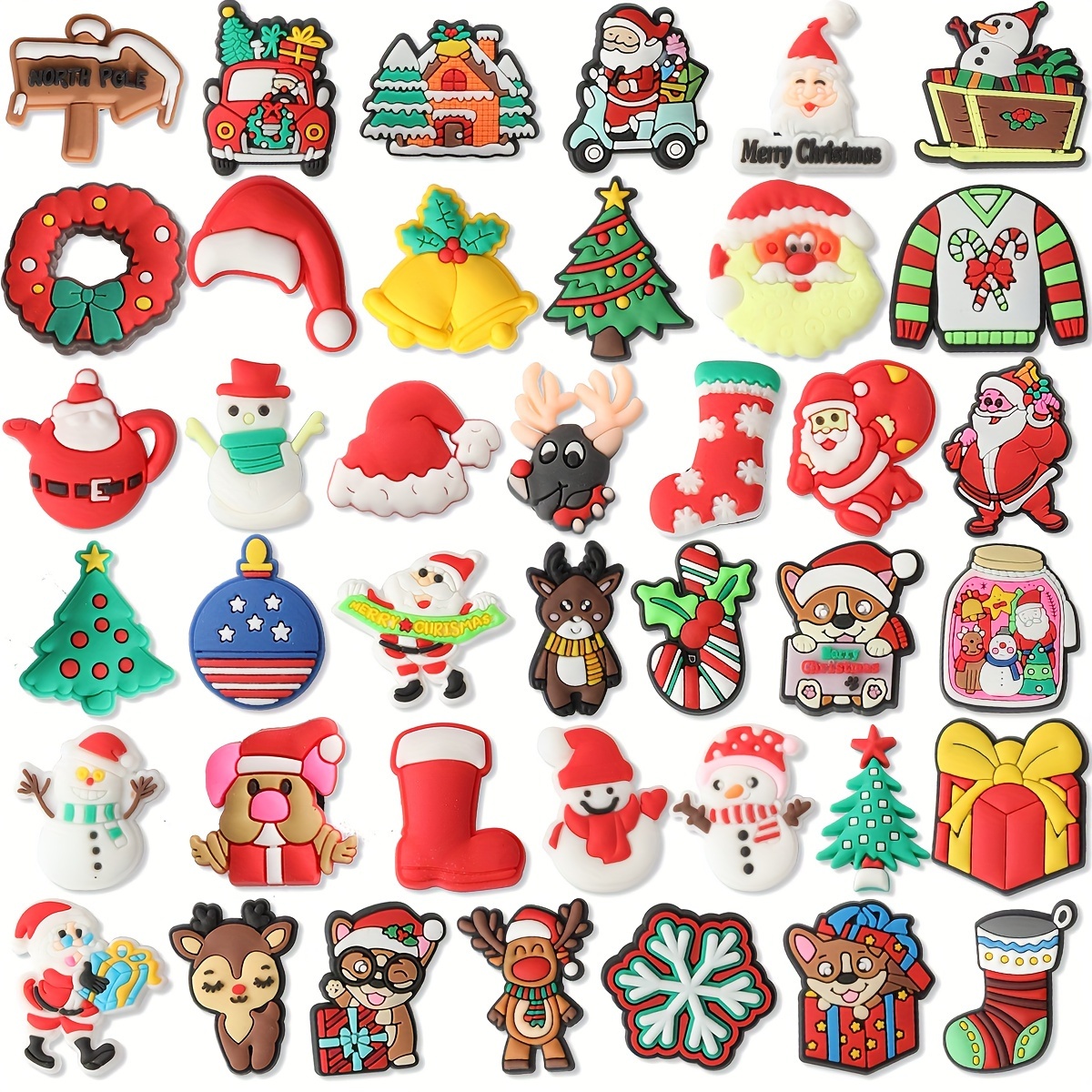 100pcs Christmas Slices Resin Slime Charms Assorted Button Santa Snowman  Tree Bell Deer for Craft Making, Ornament Scrapbooking DIY Crafts