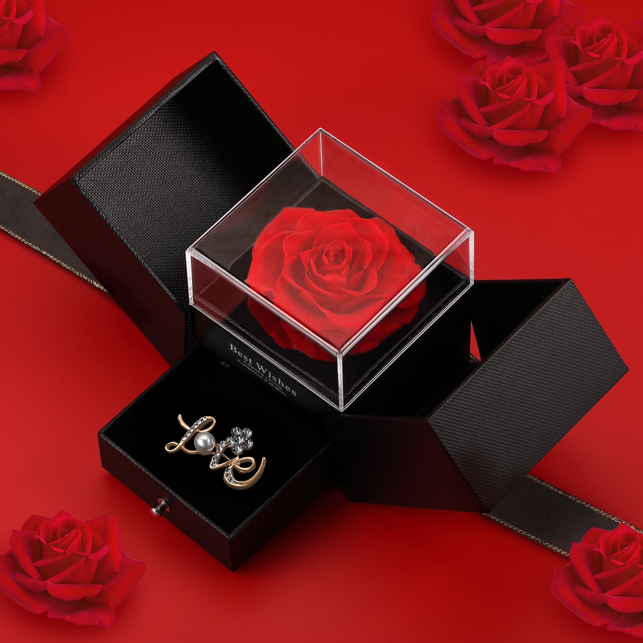 Preserved Real Rose With Necklace And Earrings In A Box,enchanted Eternal  Rose Romantic Gifts For Her Women Girlfriend Wife On Valentines Day