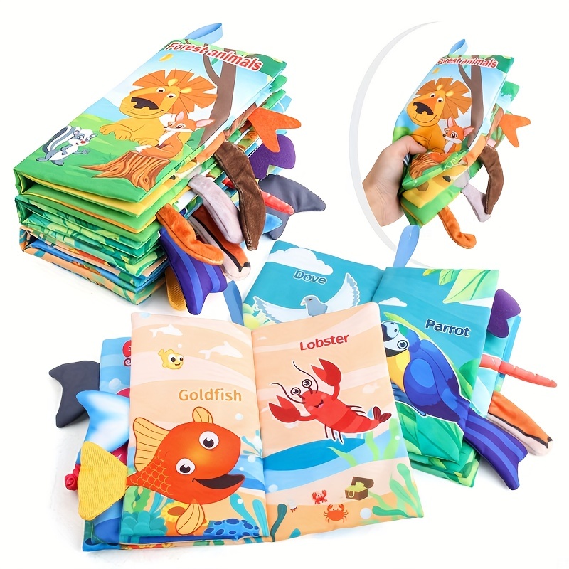 Dinosaur Toys Baby Books Soft Crinkle Cloth Books for Babies Infants  Toddler Toys, Early Development Interactive Car & Stroller Soft Toys Gifts  for Baby Girls Boys Touch and Feel Tails Baby Book(Bebe) 
