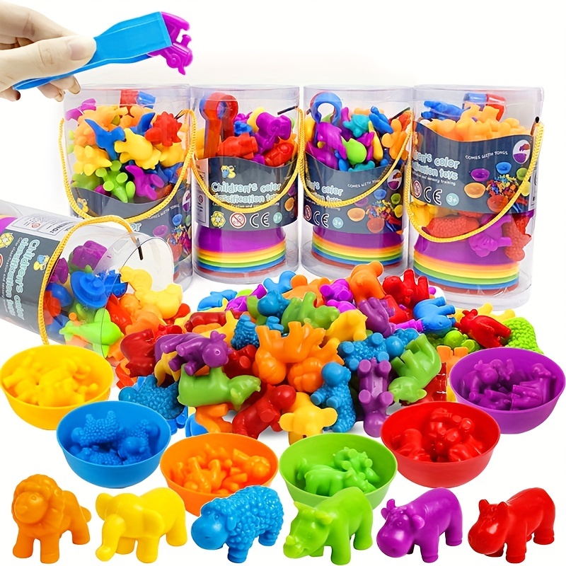 6 Color Sorting Cups with Tong for Preschool and Early Childhood Education  - Color learning toy - Sorting Tray