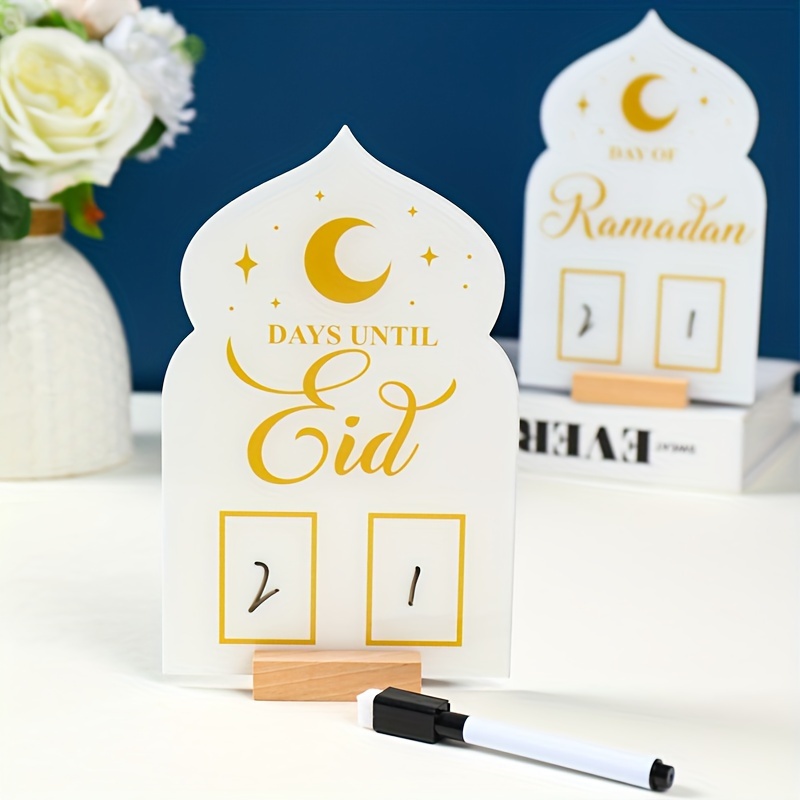Calendrier de l'Avent en Bois du Ramadan, Ornements Créatifs et Chics,  Décoration de Table Faite à la Main pour la Maison et la Chambre à Coucher
