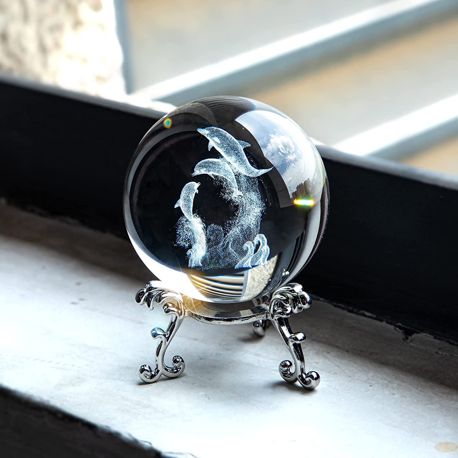 Matsuzay Decoración elegante para el hogar con bola de cristal, adivinación  adecuada para regalo de amplia aplicación, bola de dragones de Decoración  del hogar 42MM azul