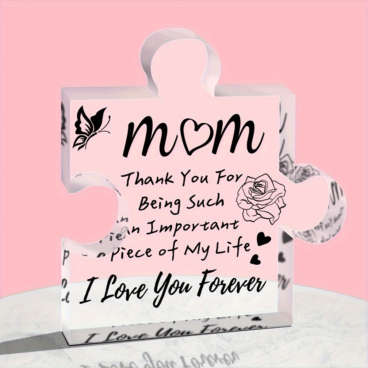 VELENTI Birthday Gifts for Mom - Engraved Acrylic Block Puzzle Mom Present 4.1 x 3.5 inch - Cool Mom Presents from Daughter, Son, Dad - Heartwarming