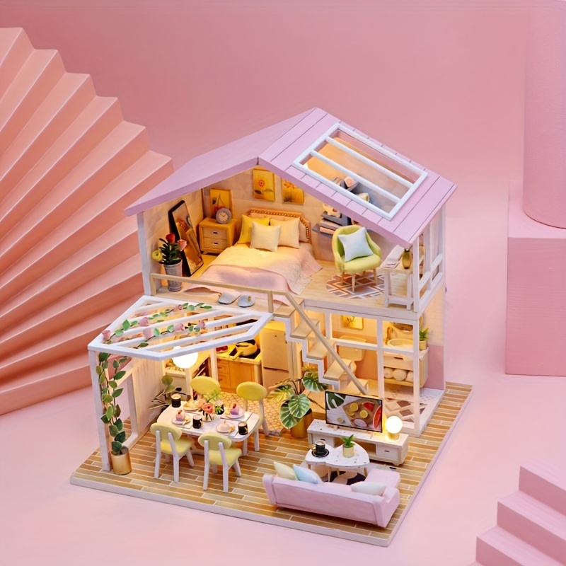 Handmade Doll House Building Model, Dollhouse Kit, Dollhouse Criativo, Loja  de Brinquedos Montados, Móveis Dollhouse, Dimensional, DIY