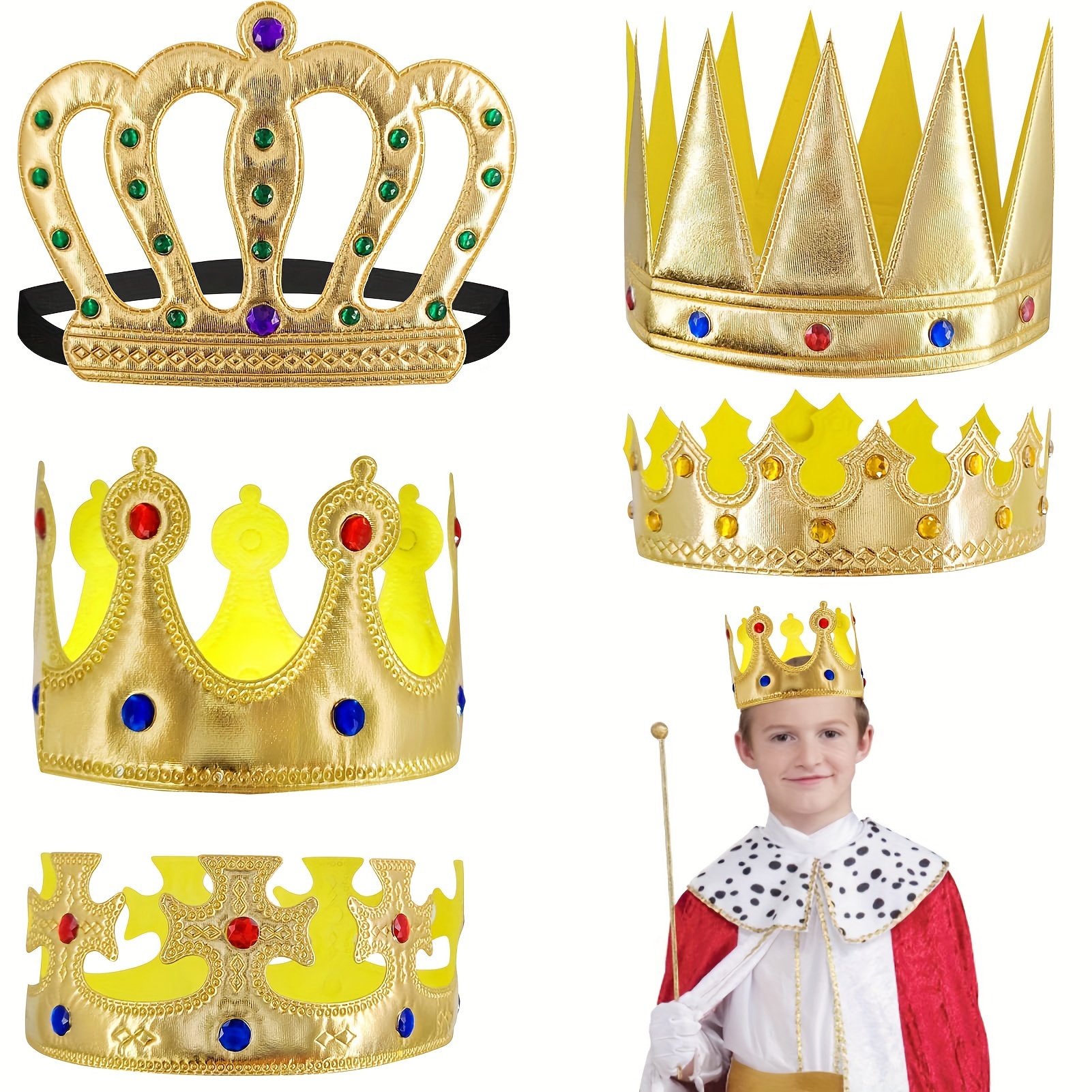 Corona de cumpleaños King para hombres y niños, banda y pin para hombres y  niños, corona de cumpleaños de metal dorado real y banda de cumpleaños para