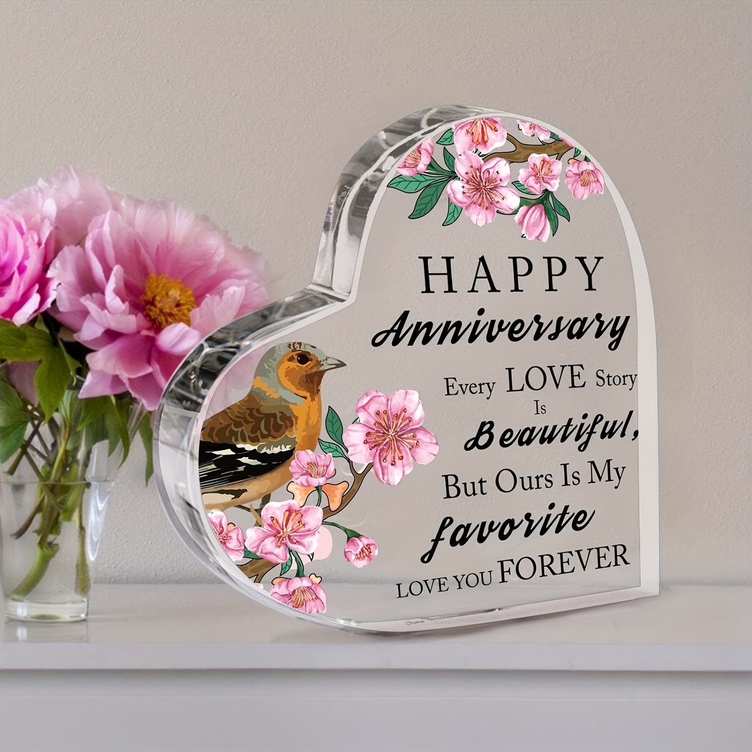 Happy Anniversary Gift for Women Anniversary Wedding Gifts Anniversary  Acrylic Heart Valentines Day Gifts for Her Him Couple Wife Husband  Girlfriend Boyfriend
