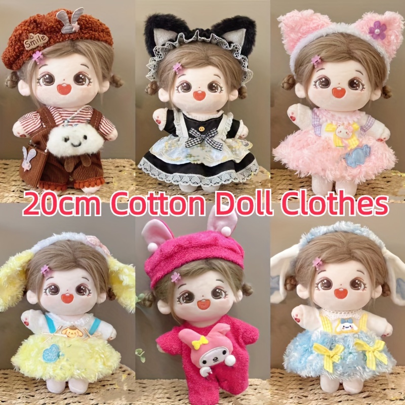 Preppy Style Kawaii Stuffed Plushie 20cm Change Clothes Doll Cotton Body  Toys