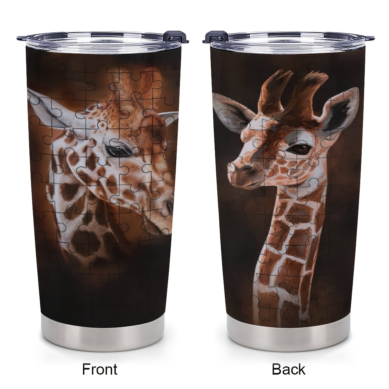 Giraffe Tumbler with Lid and Straw - Unique Giraffe Gifts for