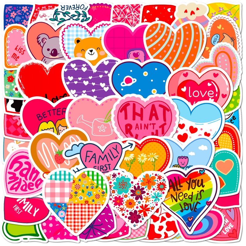 Sparkle Heart Stickers Red Love Scrapbooking Self-adhesive