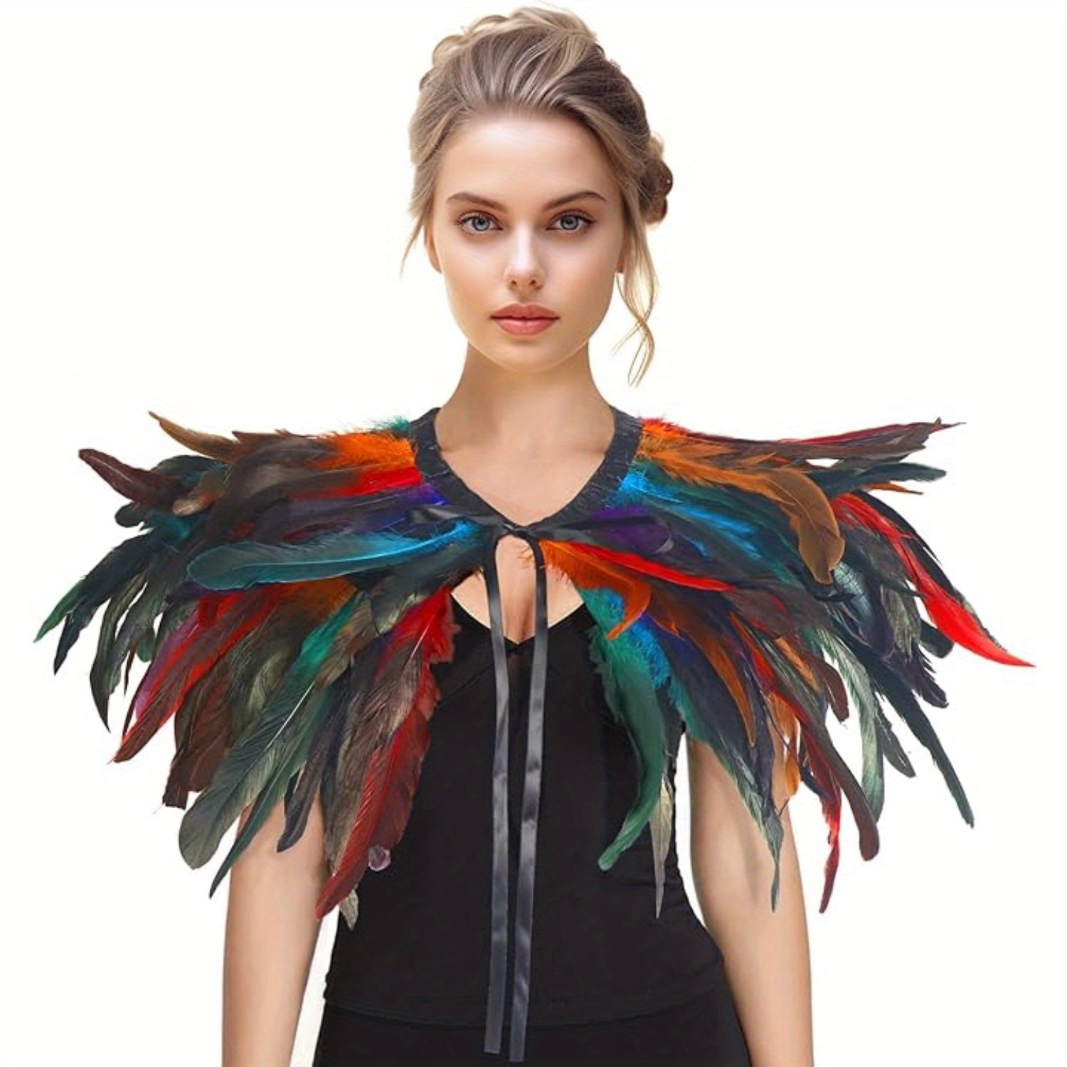 1pc Estilo Gótico Disfraz Fiesta Chal Plumas Accesorios - Temu