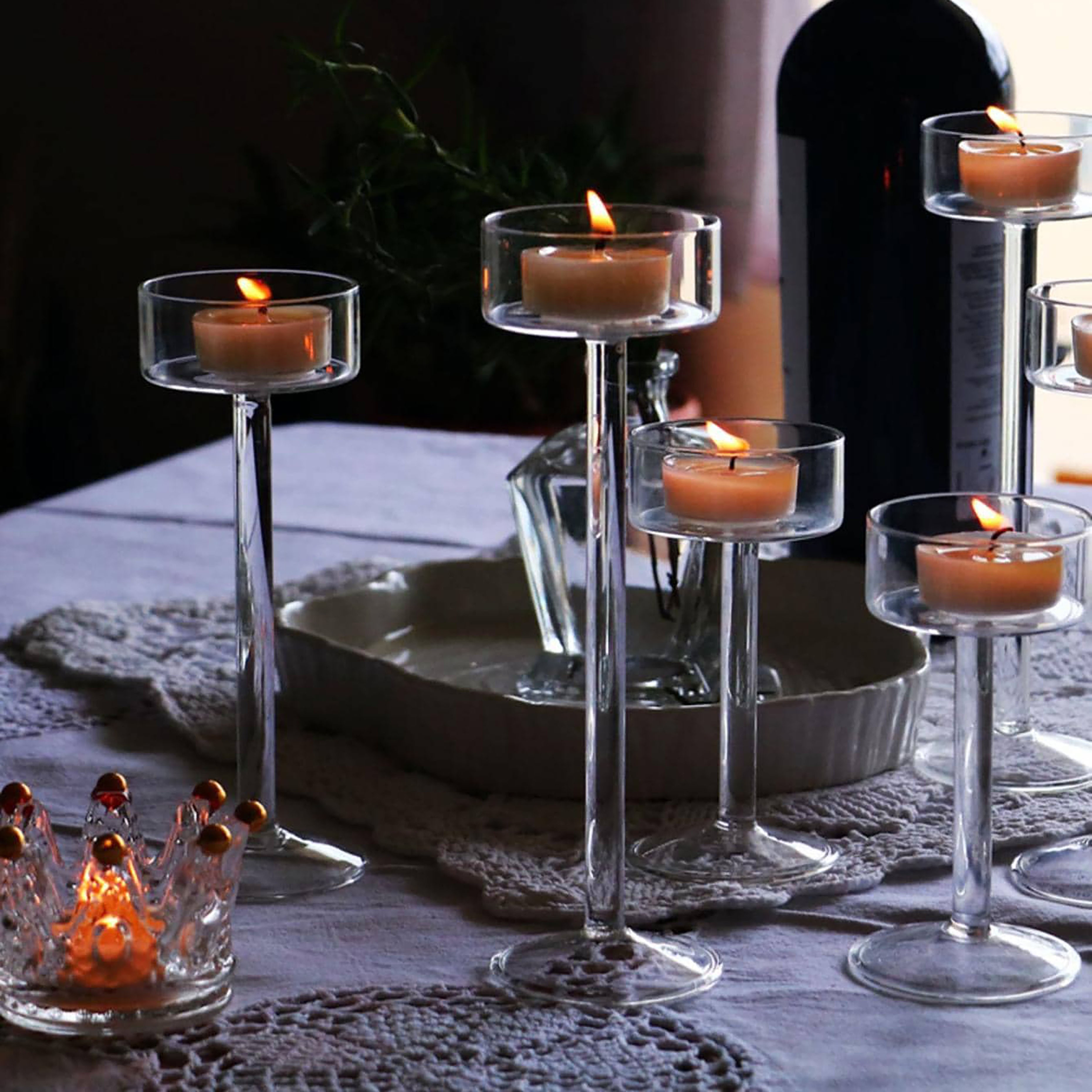 3 pezzi Set portacandele in vetro per la decorazione di nozze candelabri da  tavolo moderni portacandele