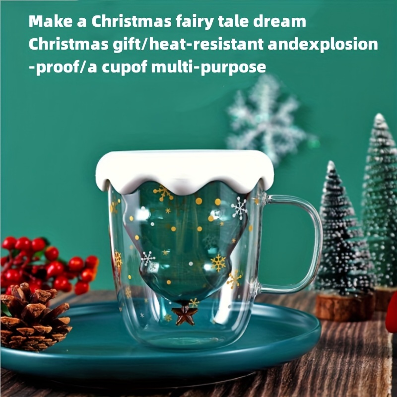 Glass Mug Merry Christmas Tree Frosted Glass Mug Glass - Temu