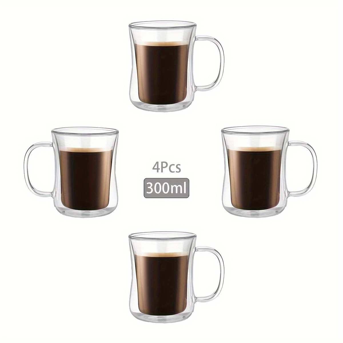 Set of 2 pcs double wall Nestle Nespresso glass coffee cups mugs