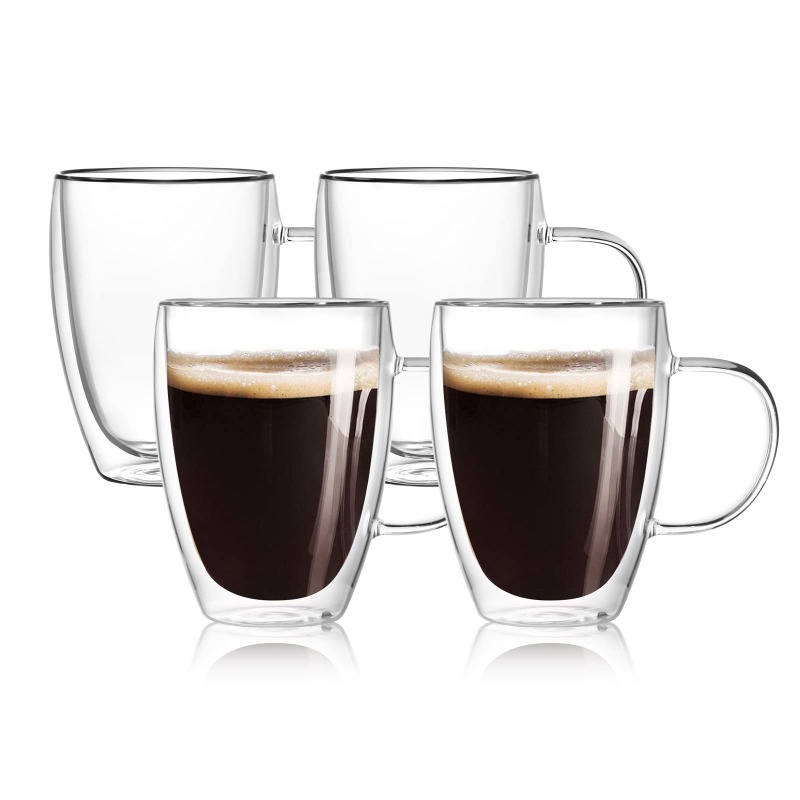 150/250ml Double Wall Glass Coffee Cup With Saucers And Spoon Heat