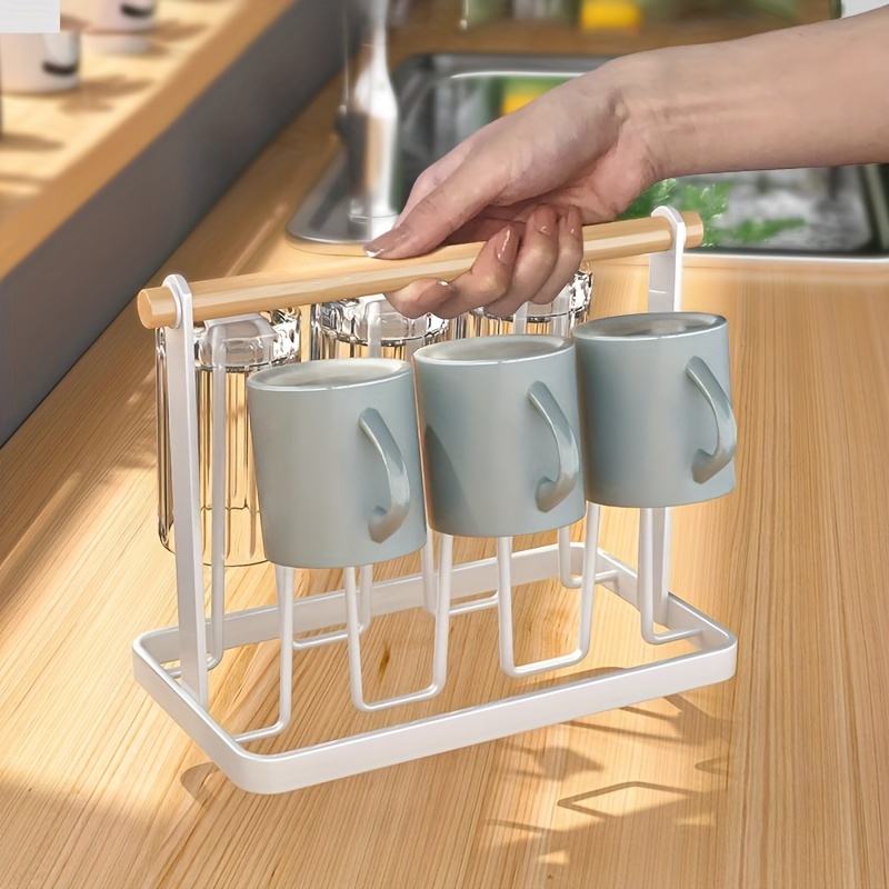  bluegift Soporte para taza de café, soporte rústico de madera  maciza con 8 ganchos, soporte para taza de café de granja para mostrador,  colgador de tazas para organizador de cocina, color