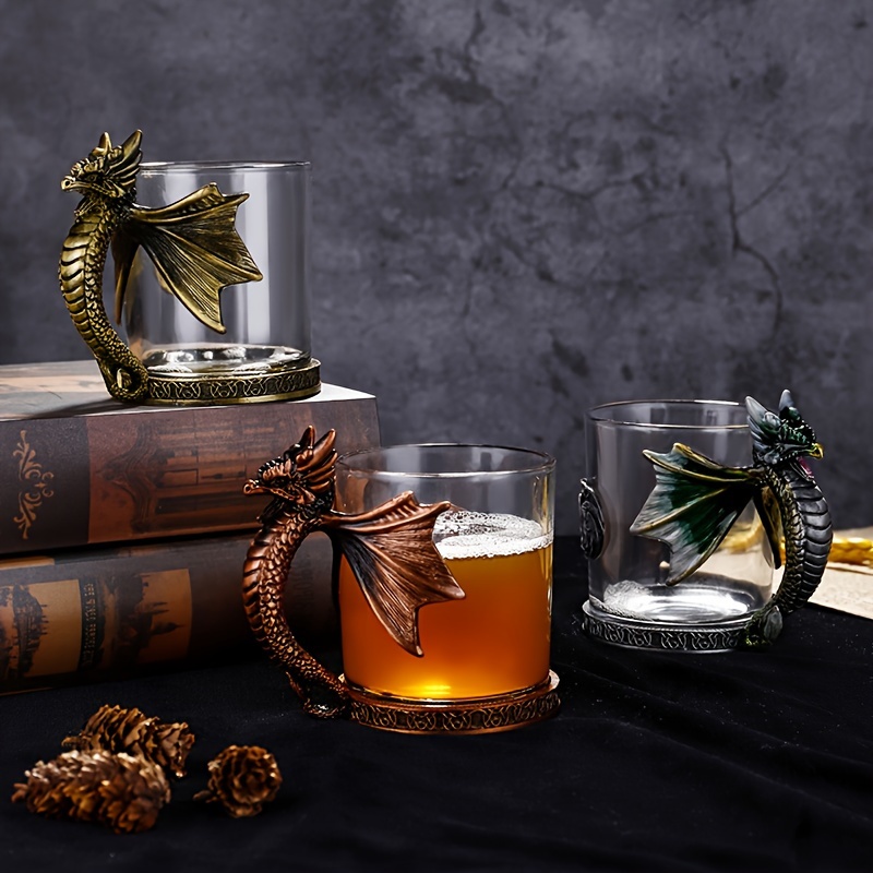 Copa decorativa calavera y garra de dragón verde 
