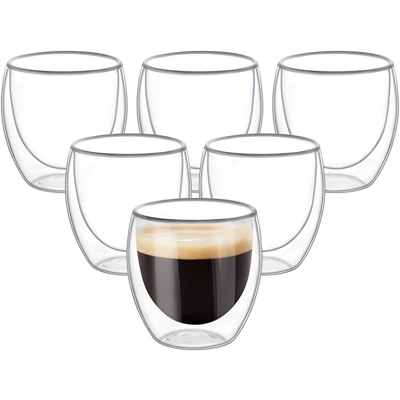 hotder Double Wall Insulated Glasses 8.5 Ounces-Clear Glass Coffee
